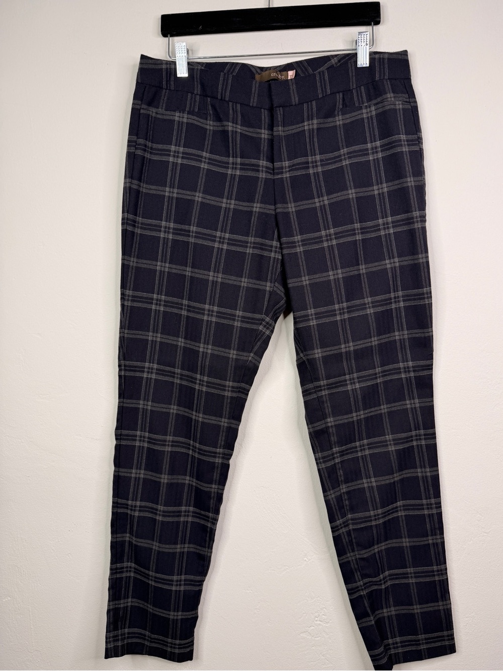 Crosby Navy Windowpane Plaid Ankle Pants Womens Size 10 Career Stretch